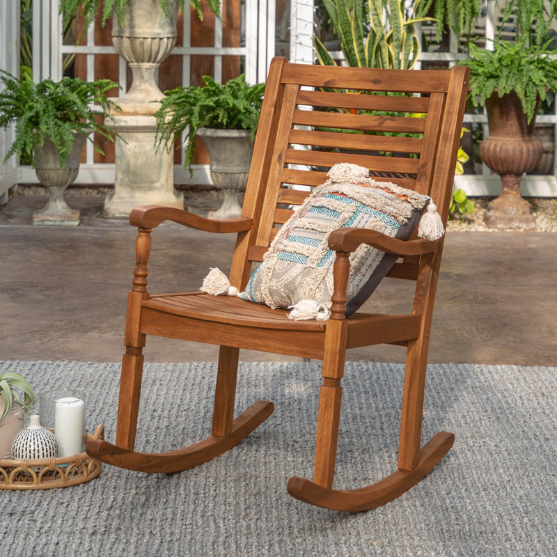 Jarrard Solid Acacia Wood Patio Rocking Chair & Reviews Birch Lane